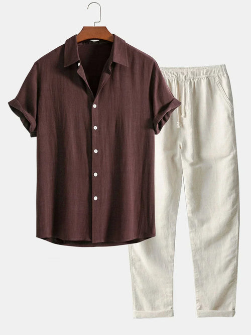 ChillMode Linnen Set – Losse Linnen Broek & Overhemd voor Ultiem Zomercomfort