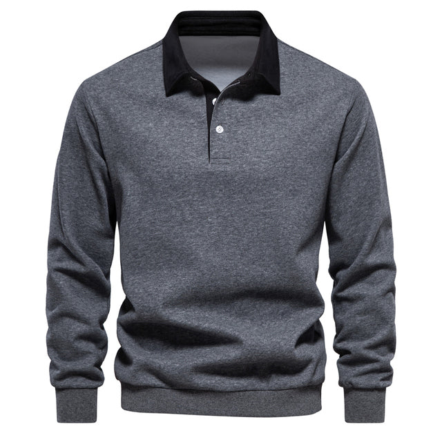 Mokum Classic Cotton Polo Evan | Heren Long Sleeve Polo – Cotton Blend Regular Fit