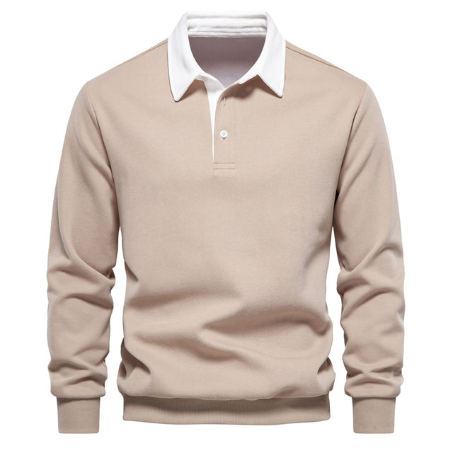 Mokum Classic Cotton Polo Evan | Heren Long Sleeve Polo – Cotton Blend Regular Fit