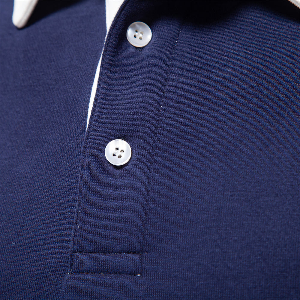 Mokum Classic Cotton Polo Evan | Heren Long Sleeve Polo – Cotton Blend Regular Fit