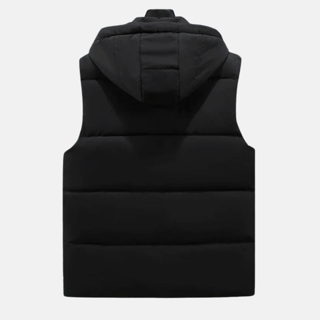 Men's Puffer Vest – Quilted – Relaxed Fit – Adjustable Hood
