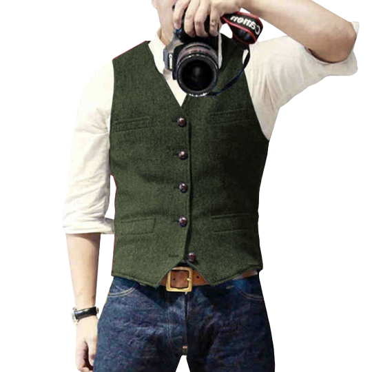 Oxford Urban Classic Heren Gilet – Elegant, Mouwloos Vest met Knoopsluiting