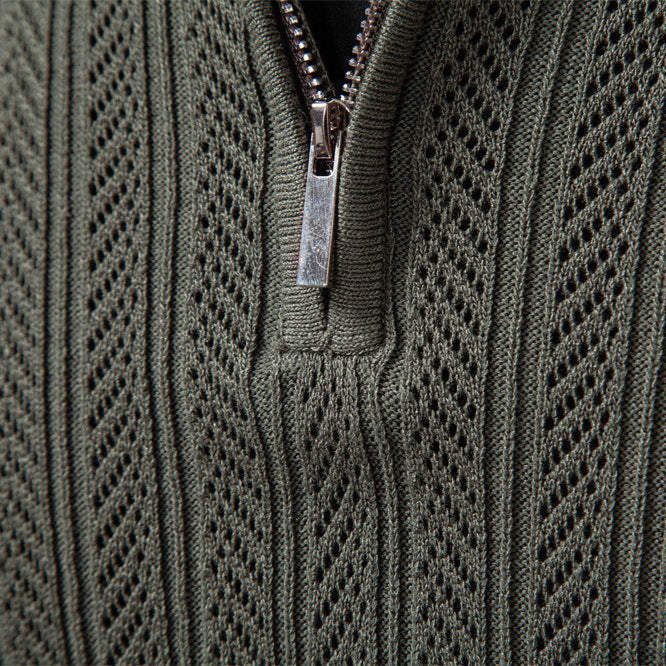 Alessio Quarter-Zip Polo Sweater - Textured Rib | Mokum Alef