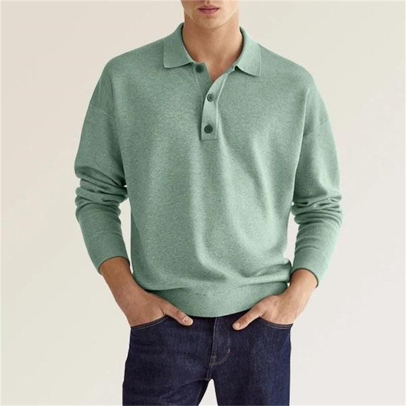 Heren Riviera Brushed Cotton Long Sleeve Polo – Refined Casual