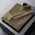 Lenn wool turtleneck sweater – heren coltrui regular fit met ribboorden, front view