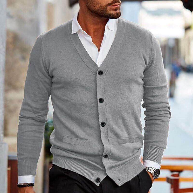 Stevano Luxe Knit Cardigan heren voorkant grijs