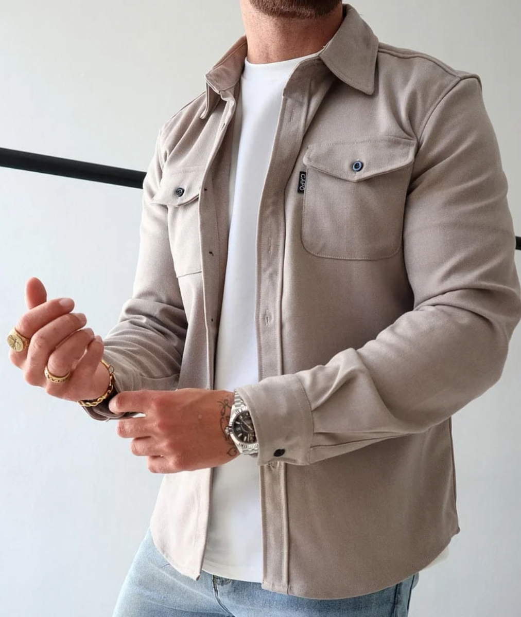 Miro denim overshirt – heren overshirt van denim met borstzakken en knoopsluiting, casual look, front view