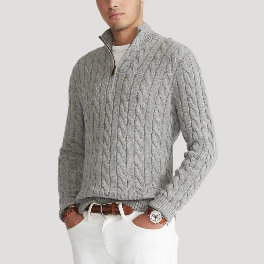 Half zip sweater heren comfortabel moderne trui met rits en hoge kraag van Mokum Alef