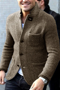 Savile Heren blazer met klassieke knoopsluiting en wol-textuur