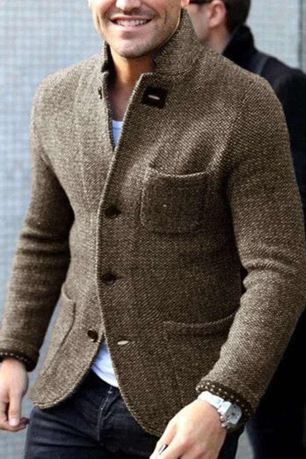 Savile Heren blazer met klassieke knoopsluiting en wol-textuur
