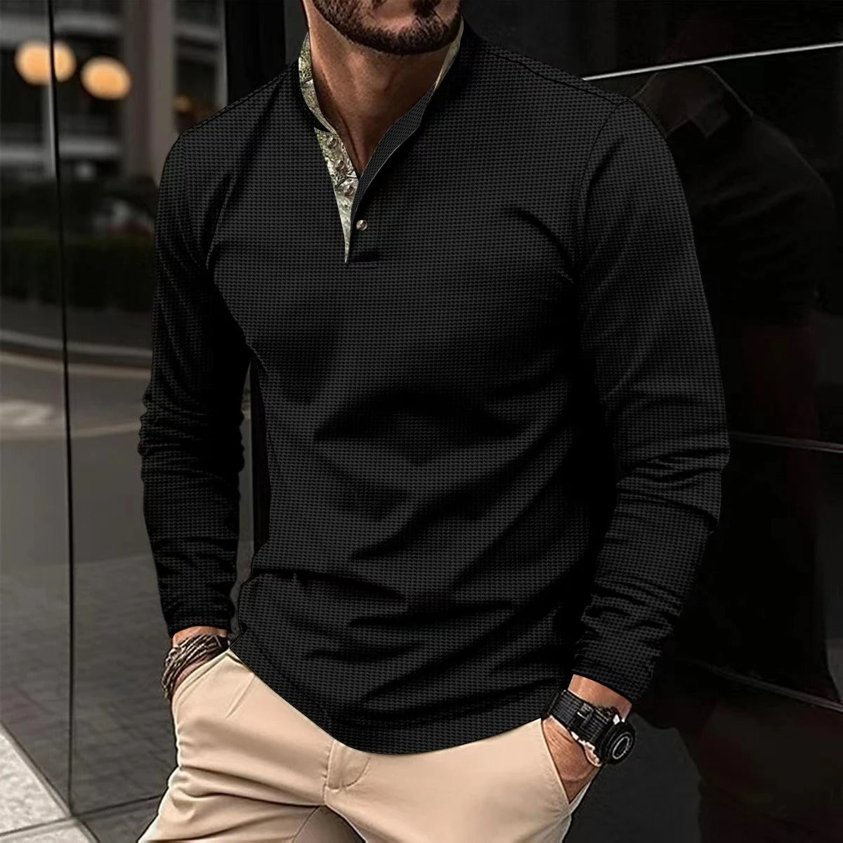 Glide Luxe Langarm-Polo – Premium herfst-polo voor heren