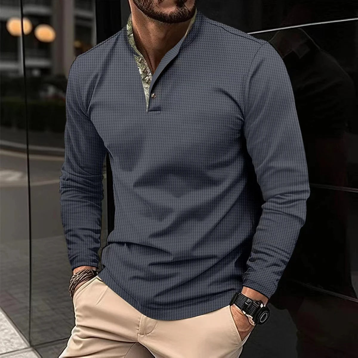 Glide Luxe Langarm-Polo – Premium herfst-polo voor heren