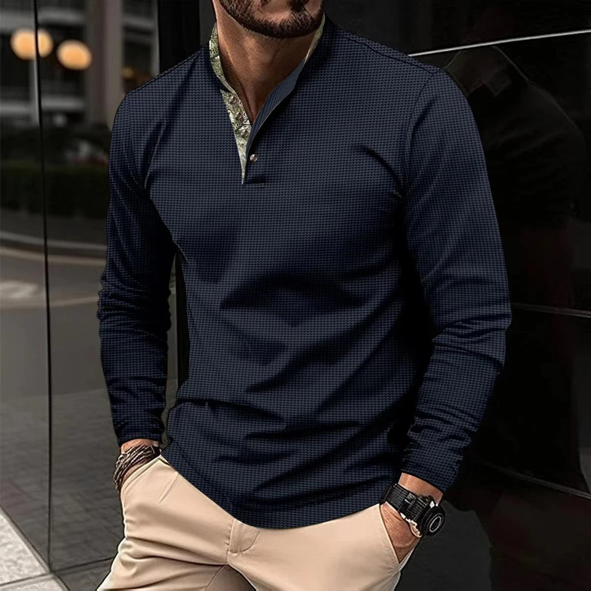 Glide Luxe Langarm-Polo – Premium herfst-polo voor heren