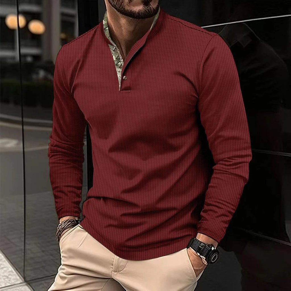 Glide Luxe Langarm-Polo – Premium herfst-polo voor heren
