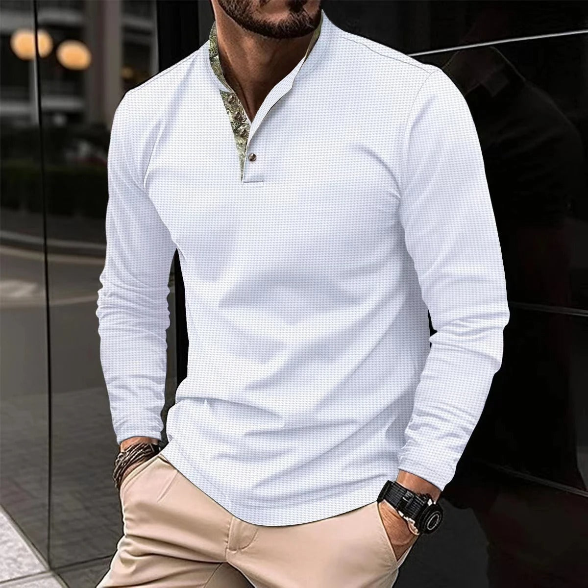 Glide Luxe Langarm-Polo – Premium herfst-polo voor heren